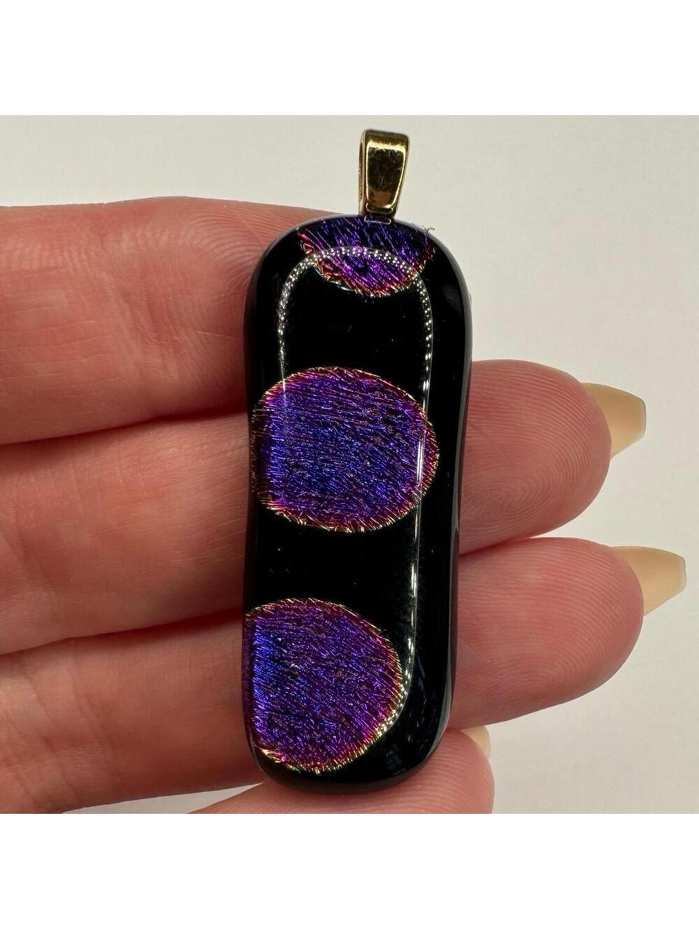 Polka Dot Glass Handmade Pink Purple Clear on Black Color Changing